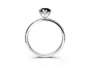 Hidden Halo Engagement Ring Setting for Fancy Black Pear-Shaped Center with Pave Band and Prong Head in Platinum