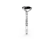 Solitaire Engagement Ring Setting for Fancy Black Pear-Shaped Center with Fine Pave Accents and Prong Head in Sterling Silver