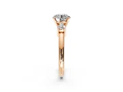 3 Stone Engagement Ring Setting for Round Cut Center with Wide Plain Band and Prong Head in Rose Gold