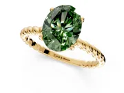 Solitaire Engagement Ring Setting for Fancy Green Oval Center with Plain Twisted Rope Band and Prong Head in Yellow Gold
