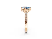 Floral Engagement Ring Setting for Fancy Blue Pear-Shaped Center with Four Accent Clusters and Prong Head in Rose Gold