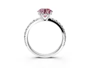 Solitaire Engagement Ring Setting for Fancy Pink Round Cut Center with Large Accent Band and Prong Head in Platinum