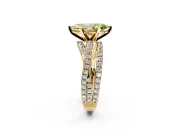 Solitaire Engagement Ring Setting for Fancy Yellow Marquise Center with Woven 3-Strand Pave Band and Prong Head in Yellow Gold