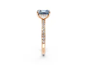 Solitaire Engagement Ring Setting for Fancy Blue Asscher Cut Center with Fine Pave Band and Prong Head in Rose Gold
