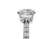 Paired Accent Engagement Ring Setting for Princess Cut Center with Pave Band and Prong Head in Platinum