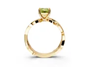 Solitaire Engagement Ring Setting for Fancy Yellow Emerald Cut Center with Pave and Plain Crossover Band and Prong Head in Yellow Gold