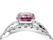 Solitaire Engagement Ring Setting for Fancy Pink Radiant Cut Center with Wide-Open Split Shank and Prong Head in Platinum