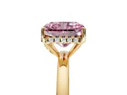 Solitaire Engagement Ring Setting for Fancy Pink Radiant Cut Center with Fine Wire Band and Prong Head in Yellow Gold