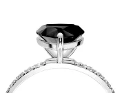 Solitaire Engagement Ring Setting for Fancy Black Heart-Shaped Center with Pave Accents and Prong Head in Platinum