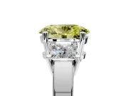 3 Stone Engagement Ring Setting for Fancy Yellow Oval Center with Matching Side Accents and Prong Head in Platinum