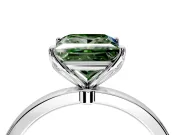 Solitaire Engagement Ring Setting for Fancy Green Princess Cut Center with Thin Rounded Plain Band and Prong Head in Platinum