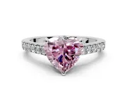 Solitaire Engagement Ring Setting for Fancy Pink Heart-Shaped Center with Crossover Accents and Prong Head in Platinum