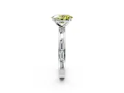 Solitaire Engagement Ring Setting for Fancy Yellow Oval Center with Channel Baguette Band and Prong Head in Sterling Silver