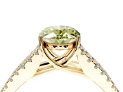 Solitaire Engagement Ring Setting for Fancy Yellow Oval Center with Pave Split Shank and Prong Head in Yellow Gold