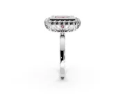 Halo Engagement Ring Setting for Fancy Pink Princess Cut Center with Milgrain Bezel Rim, Plain Band and Prong Head in Platinum