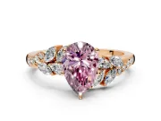 Solitaire Engagement Ring Setting for Fancy Pink Pear-Shaped Center with Marquise Accent Twist Band and Prong Head in Rose Gold