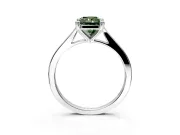 Solitaire Engagement Ring Setting for Fancy Green Radiant Cut Center with Tapered Shoulders and Prong Head in White Gold