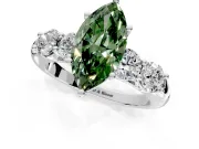 5 Stone Engagement Ring Setting for Fancy Green Marquise Center with Graduated Accents and Prong Head in Sterling Silver