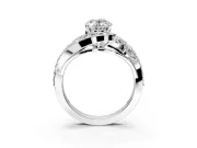 Halo Engagement Ring Setting for Oval Center with Marquise and Pave Bypass Band and Prong Head in Platinum
