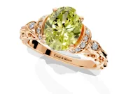 Solitaire Engagement Ring Setting for Fancy Yellow Oval Center with Filigree Band and Prong Head in Rose Gold
