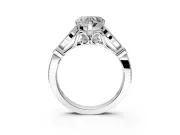 Solitaire Engagement Ring Setting for Heart-Shaped Center with Marquise and Bezel Accents and Prong Head in Sterling Silver