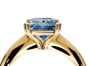 Solitaire Engagement Ring Setting for Fancy Blue Princess Cut Center with Reverse Tapered Band and Prong Head in Yellow Gold