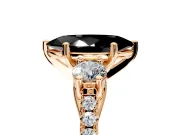 3 Stone Engagement Ring Setting for Fancy Black Marquise Center with Crossover Basket, Pave Band and Prong Head in Rose Gold