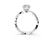 Side Accent Engagement Ring Setting for Cushion Cut Center with Accent Shoulders and Prong Head in Platinum