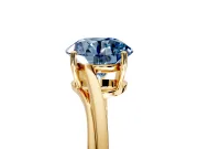 Solitaire Engagement Ring Setting for Fancy Blue Round Cut Center with Plain Bypass Twist Band and Prong Head in Yellow Gold