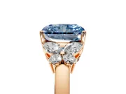 Solitaire Engagement Ring Setting for Fancy Blue Radiant Cut Center with Marquise Flower Shoulders and Prong Head in Rose Gold