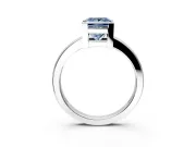 Solitaire Engagement Ring Setting for Fancy Blue Princess Cut Center with Plain Band and Flat Tab Prong Head in Platinum