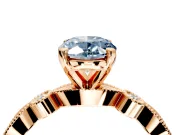 Solitaire Engagement Ring Setting for Fancy Blue Oval Center with Milgrain Bezel Accents and Prong Head in Rose Gold
