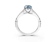 Solitaire Engagement Ring Setting for Fancy Blue Oval Center with Pave Split Shank and Prong Head in Sterling Silver