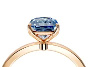 Solitaire Engagement Ring Setting for Fancy Blue Radiant Cut Center with Thin Rounded Plain Band and Prong Head in Rose Gold