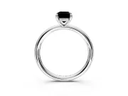 Hidden Halo Engagement Ring Setting for Fancy Black Emerald Cut Center with Thin Rounded Band and Prong Head in Sterling Silver
