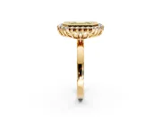 Halo Engagement Ring Setting for Fancy Yellow Emerald Cut Center with Milgrain Bezel Rim, Plain Band and Prong Head in Yellow Gold