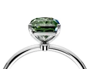 Solitaire Engagement Ring Setting for Fancy Green Radiant Cut Center with Straight Thin Band and Prong Head in Sterling Silver