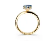 Solitaire Engagement Ring Setting for Fancy Blue Heart-Shaped Center with Fine Pave Band and Prong Head in Yellow Gold