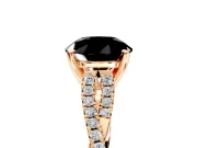 Solitaire Engagement Ring Setting for Fancy Black Round Cut Center with Twisted Pave Split Shank and Prong Head in Rose Gold