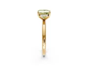 Hidden Halo Engagement Ring Setting for Fancy Yellow Princess Cut Center with Thin Round-Wire Band and Prong Head in Yellow Gold