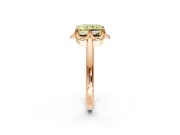 Floral Frame Engagement Ring Setting for Fancy Yellow Radiant Cut Center with Accent Clusters and Prong Head in Rose Gold