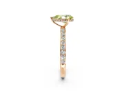 Hidden Halo Engagement Ring Setting for Fancy Yellow Pear-Shaped Center with Pave Band and Prong Head in Rose Gold