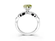 Solitaire Engagement Ring Setting for Fancy Yellow Heart-Shaped Center with Criss-Cross Accent Band and Prong Head in Platinum