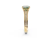 Solitaire Engagement Ring Setting for Fancy Green Princess Cut Center with Pave Rail Split Shank and Prong Head in Yellow Gold