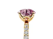 Solitaire Engagement Ring Setting for Fancy Pink Round Cut Center with Fine Pave Accents and Prong Head in Yellow Gold