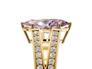 Split Shank Engagement Ring Setting for Fancy Pink Marquise Center with Pave Split Shank and Prong Head in Yellow Gold