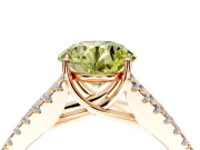 Solitaire Engagement Ring Setting for Fancy Yellow Round Cut Center with Pave Split Shank and Prong Head in Rose Gold