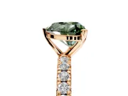 Solitaire Engagement Ring Setting for Fancy Green Heart-Shaped Center with Shared-Prong Accents and Prong Head in Rose Gold