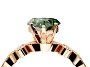 Solitaire Engagement Ring Setting for Fancy Green Heart-Shaped Center with Milgrain Bezel Accents and Prong Head in Rose Gold