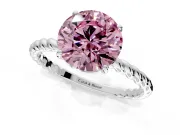 Solitaire Engagement Ring Setting for Fancy Pink Round Cut Center with Plain Twisted Rope Band and Prong Head in Platinum